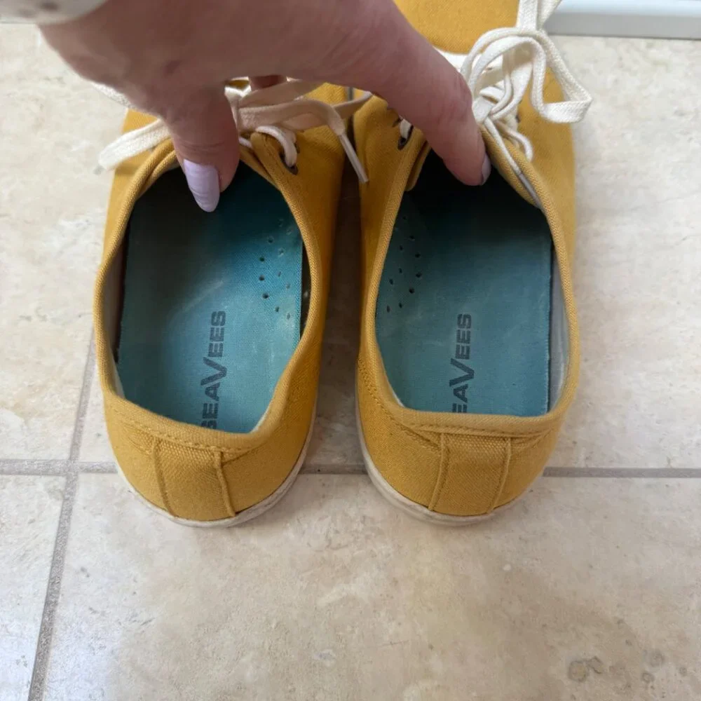 Worn Once! SeaVees Monterey Canvas Lace Up Sneaker, Sz 9, Mustard